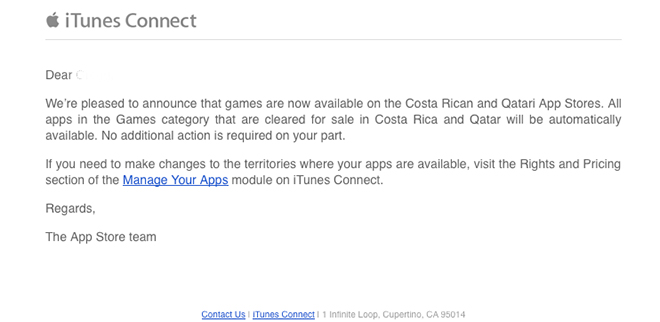Apple ajoute des jeux aux App Stores du Costa Rica et du Qatar