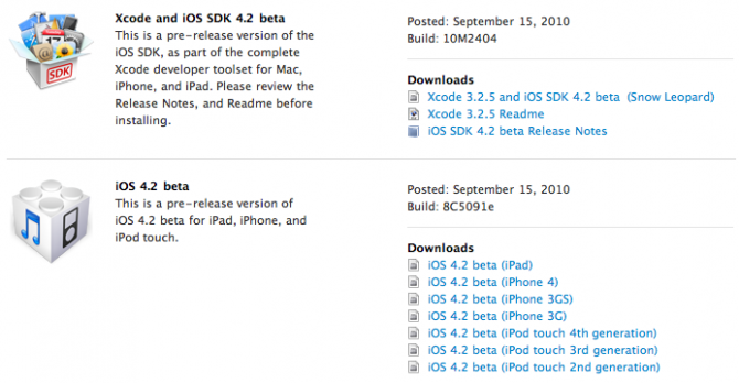 Apple lance l'iOS 4.2 bêta 1