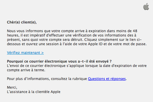Apple et iTunes : attention aux mails de phishing
