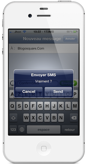 ConfirmSMS : confirmer l’envoi d’un sms iPhone par pop-up
