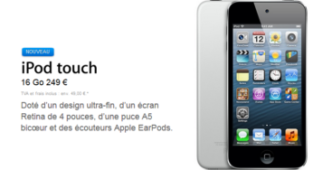 iPod Touch 5G : nouveau modèle 16 Go à 249 €