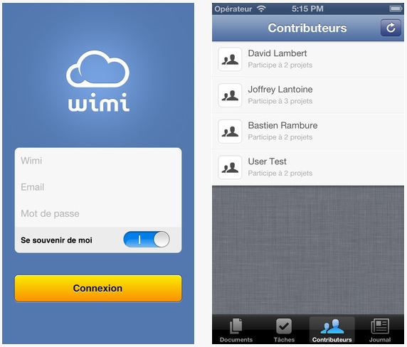 Wimi : partage de documents et gestion de projet sur iPhone/iPad