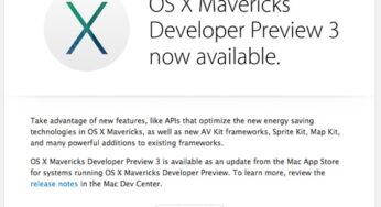 Mac : OS X Mavericks Developer Preview 3 disponible
