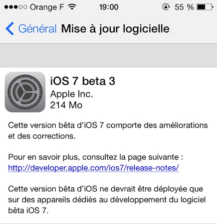 iOS 7 bêta 3 disponible sur iPhone, iPad et iPod touch