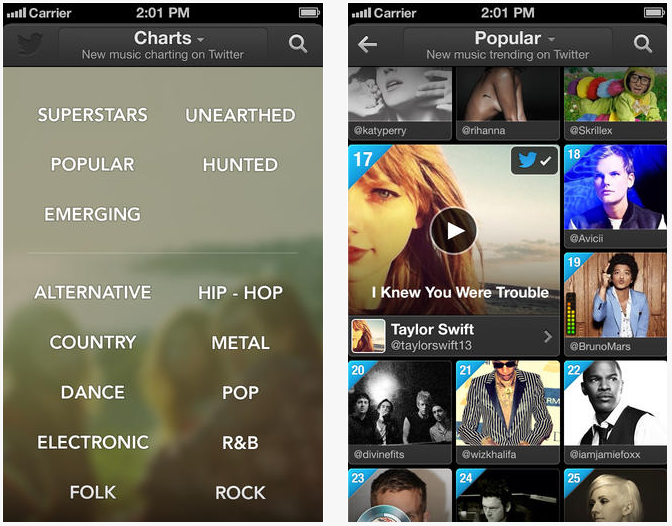 Twitter #music disponible sur l’App Store
