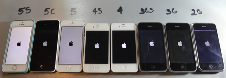 iPhone 5S vs 5C vs 5 vs 4S vs 4 vs 3Gs vs 3G vs 2G : vidéo comparative
