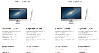 Apple Store : nouveaux iMac 21,5 et 27 pouces
