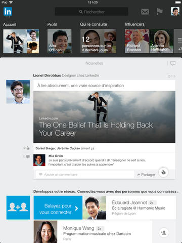 LinkedIn : mise à jour et nouveau design iPad