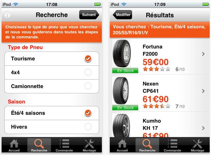 Allopneus : acheter des pneus et les faire monter depuis l’iPhone