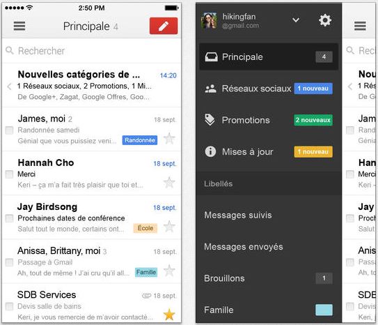 Gmail : compatibilité iOS 7 et nouveautés iPad