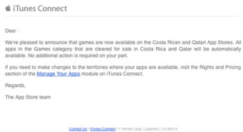 App Store : arrivée des jeux au Costa Rica et au Qatar