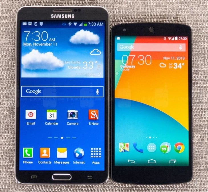 Comparatif Galaxy Note 3 vs Nexus 5 : lequel acheter ?