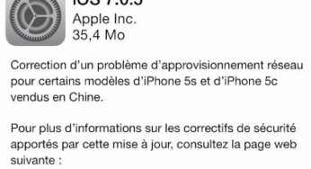 iOS 7.0.5 disponible pour iPhone 5S & iPhone 5C