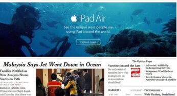 Insolite : un publicité de l’iPad Air près d’un article sur le crash du Vol MH370