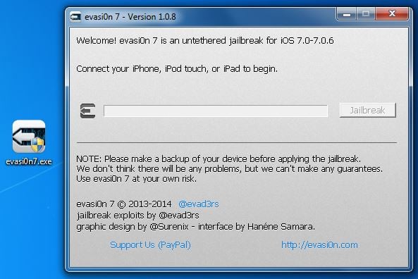 Jailbreak iOS 7 : Evasi0n 7 1.0.8 supporte iOS 7.0 build 11A466