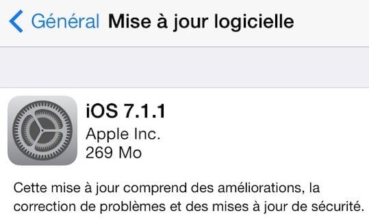 iOS 7.1.1 disponible sur iPhone, iPad & iPod Touch