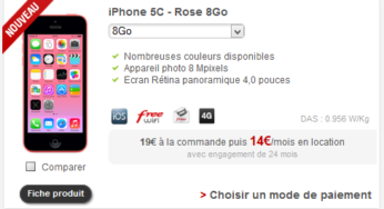 Free Mobile : l’iPhone 5C 8Go disponible à la location
