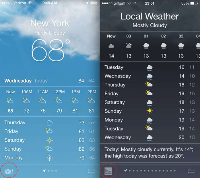 iOS 8 : Apple abandonne Yahoo Météo pour Weather Channel