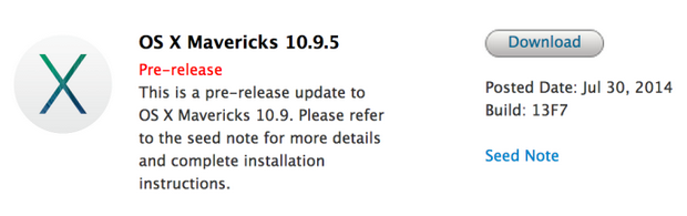 Mac : OS X 10.9.5 bêta 1 et Safari 7.0.6/6.0.6 disponibles