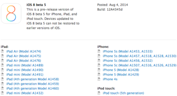 Télécharger & installer iOS 8 bêta 5 iPhone, iPad, iPod Touch