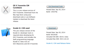 Apple rend disponible OS X Yosemite Golden Master