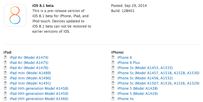 iOS 8.1 bêta 1 est disponible