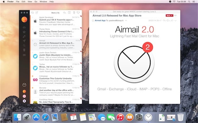 Airmail 2 : design revu et nouvelles fonctionnalités sur OS X Yosemite