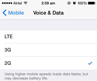 iOS 8.1 bêta 1 : le choix du type de réseau cellulaire est possible