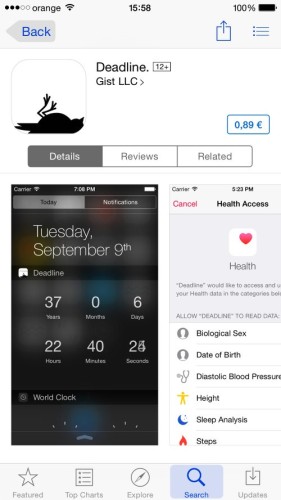 App Store : Deadline vous donne la date de votre mort !