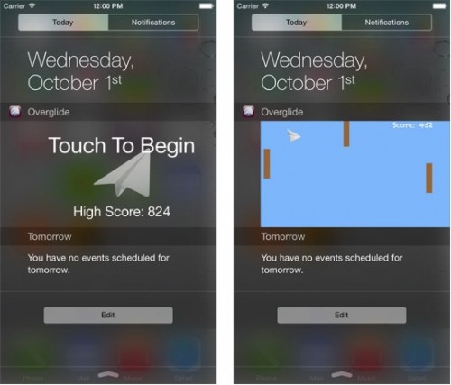 Overglide : un jeu dans le centre des notifications d’iOS 8