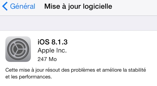 iOS 8.1.3 disponible sur iPhone, iPad & iPod Touch