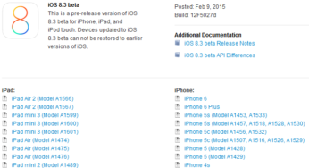 iOS 8.3 bêta 1 disponible sur iPhone, iPad & iPod Touch