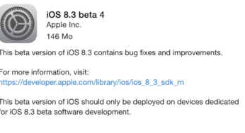 iOS 8.3 bêta 4 (développeurs) & bêta 2 publique disponibles