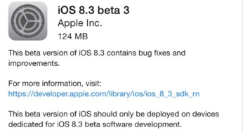 iOS 8.3 bêta 3 disponible sur iPhone, iPad, iPod Touch