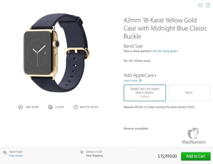 Apple Watch : les prix de l’AppleCare+ débuteront à 59$