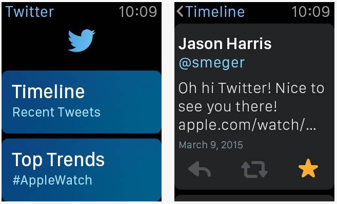 Twitter est disponible sur l’Apple Watch