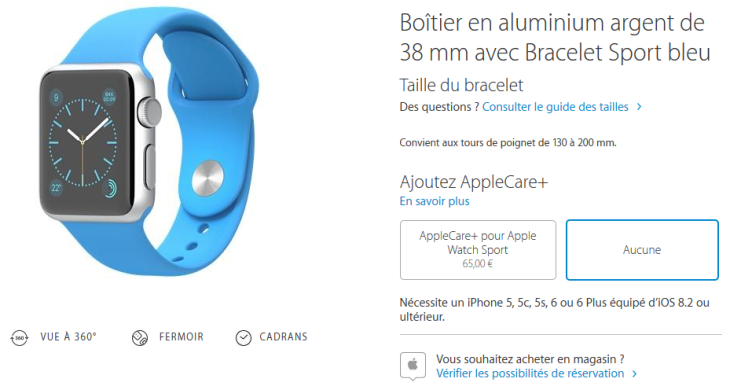 Apple Watch : réservation et retrait en Apple Store disponibles
