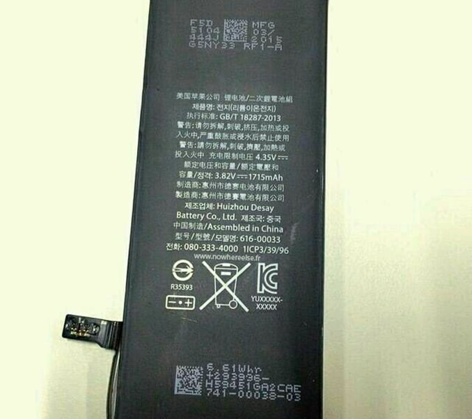 iPhone 6C : une photo de la batterie de 1715 mAh ?