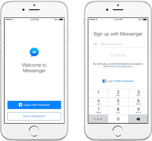 Messenger permet de s’inscrire sans compte Facebook sur iOS