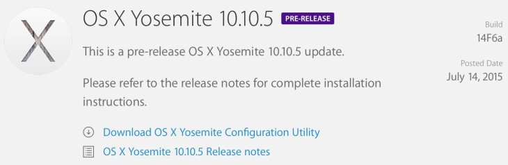 Mac OS X 10.10.5 bêta 1 est disponible