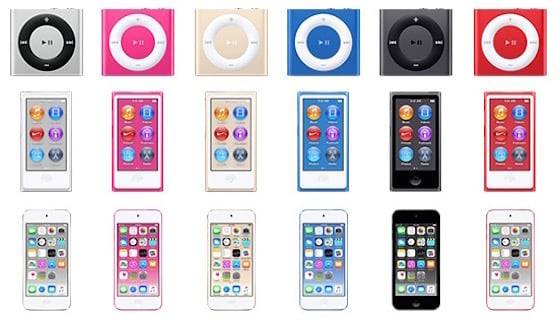 iPod nouveaux coloris