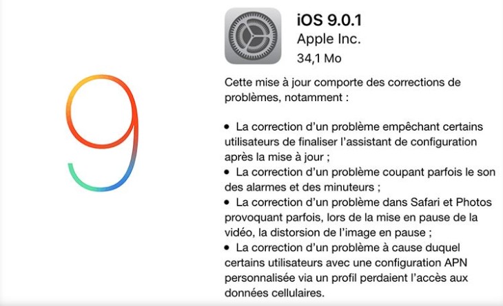 iOS 9.0.1 corrige le souci de blocage après installation d’iOS 9