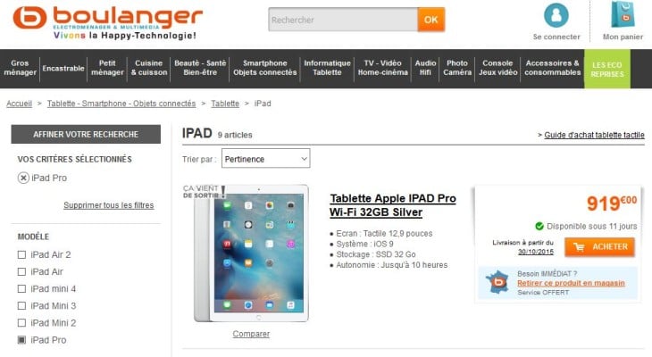 Boulanger propose de précommander l’iPad Pro