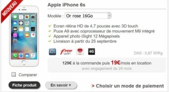 Free Mobile propose de louer l’iPhone 6S