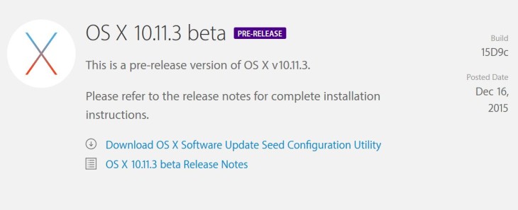 Mac : OS X 10.11.3 bêta 1 disponible pour les développeurs