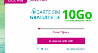 Bouygues Telecom : carte SIM gratuite avec Internet 10Go (4G) pendant 1 mois !