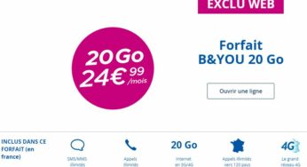 B&You : un forfait 4G 20 Go à seulement 24,99€/mois
