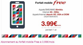 Free Mobile : forfait illimité avec 50Go d’Internet 4G à 3,99€/mois