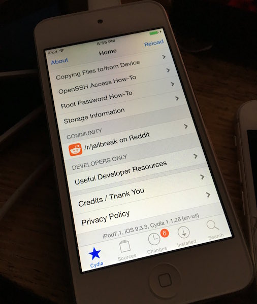 Jailbreak iOS 9.3.3 : déjà réussi sur un iPod Touch 6G