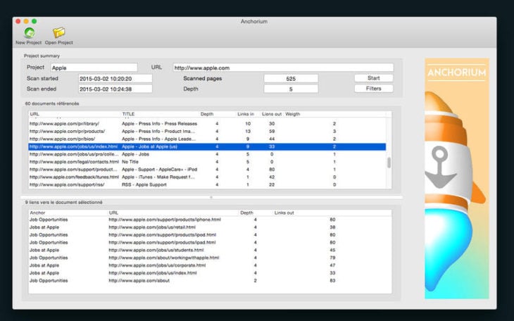 Mac : Anchorium, logiciel SEO gratuit pour analyser les liens internes d’un site